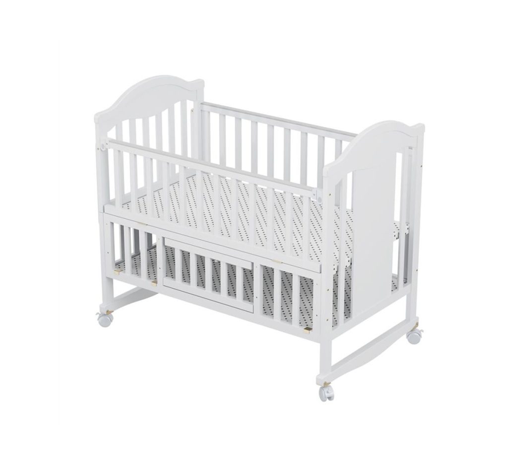 white wooden baby cot baby bed