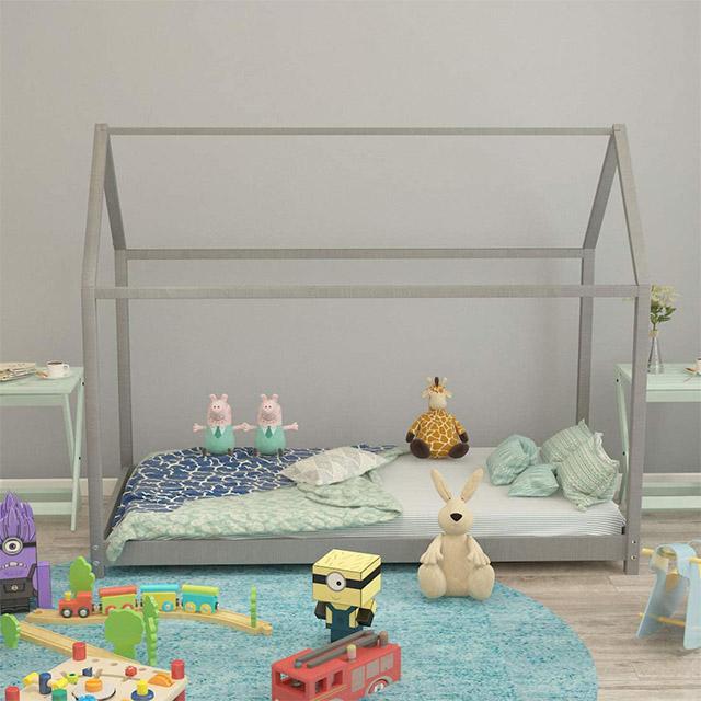 Letto per bambini moderno in legno massello a forma di casa