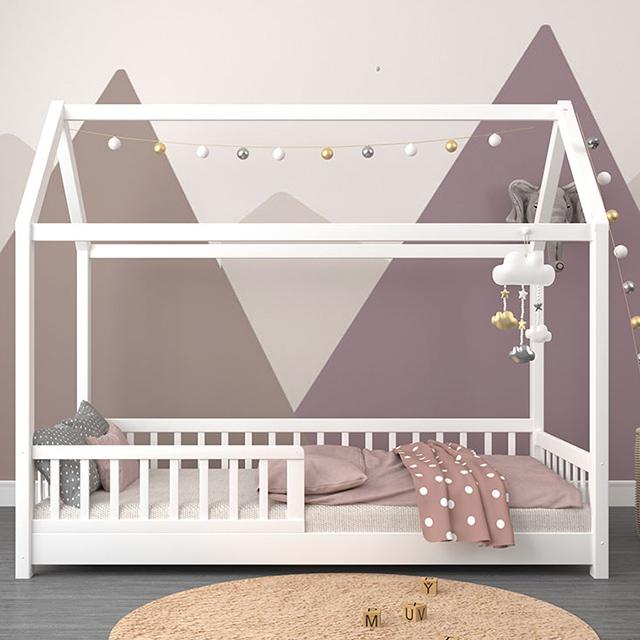 Cama moderna de madera maciza para niños personalizada