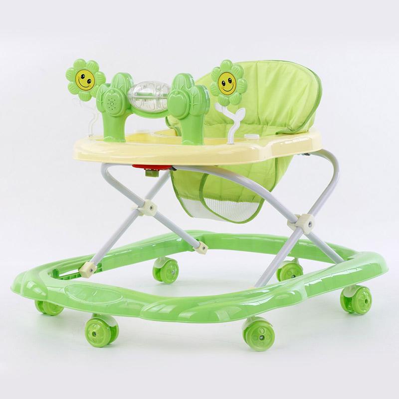 Andador multifuncional para bebés con ruedas y juguetes.