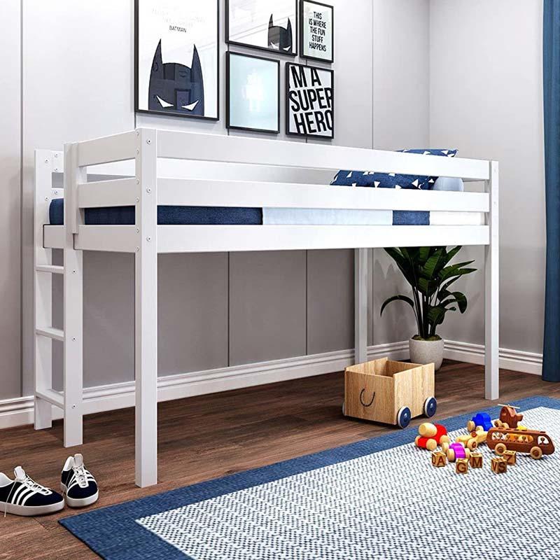 Contemporary Low Loft Kid Beds with End Ladder