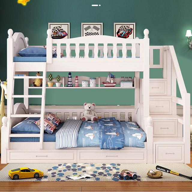 Multifunctional Full Wood Bunk Bed with Drawers