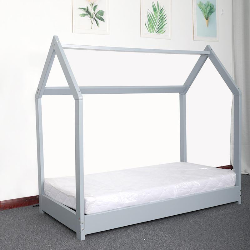 Solid Kids Wood House Bed Twin Bed with Roof