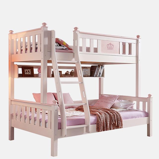 Europe Style White Wooden Bunk Bed