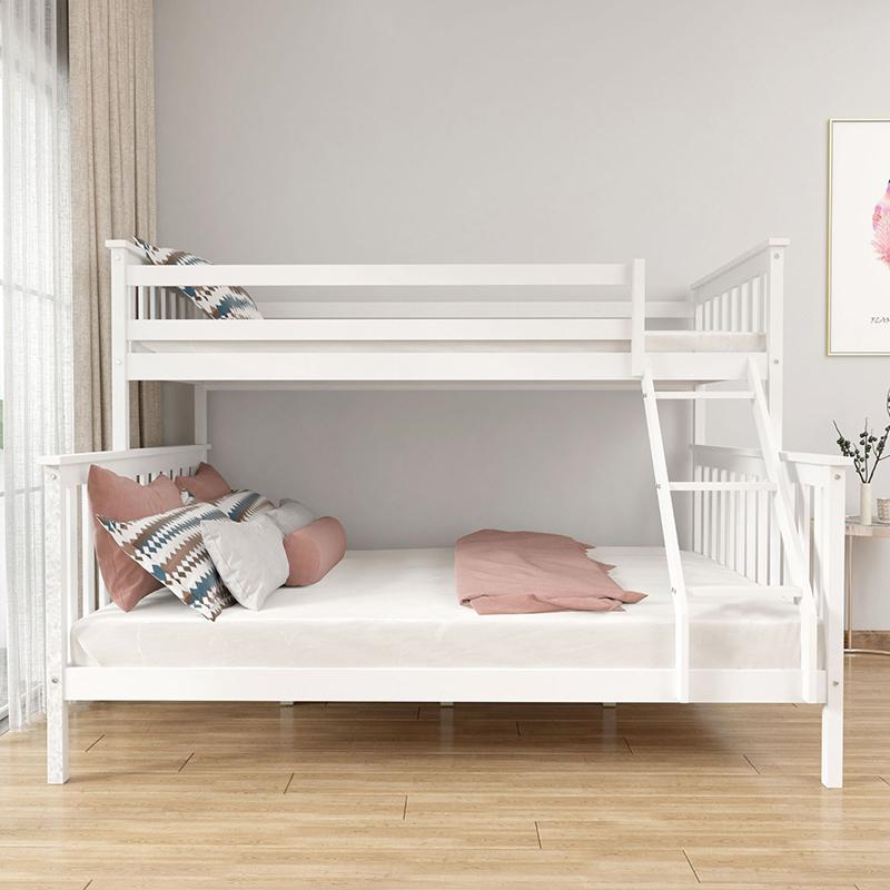 Eco-friendly Twin Over Full Bunk Bed with Safety Rail