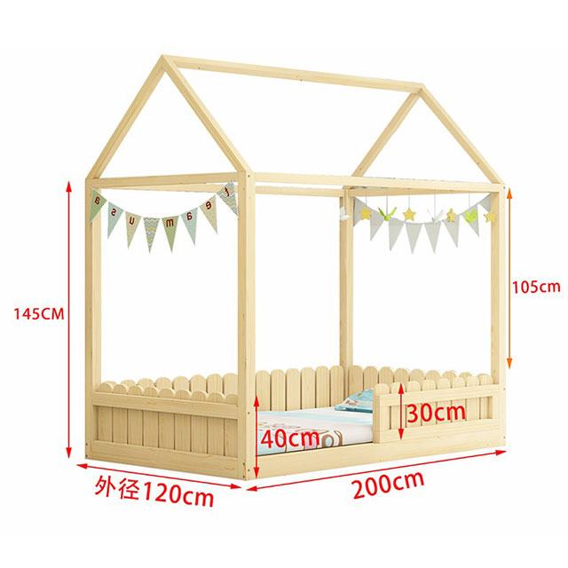 Cama para niños de madera maciza con barandilla