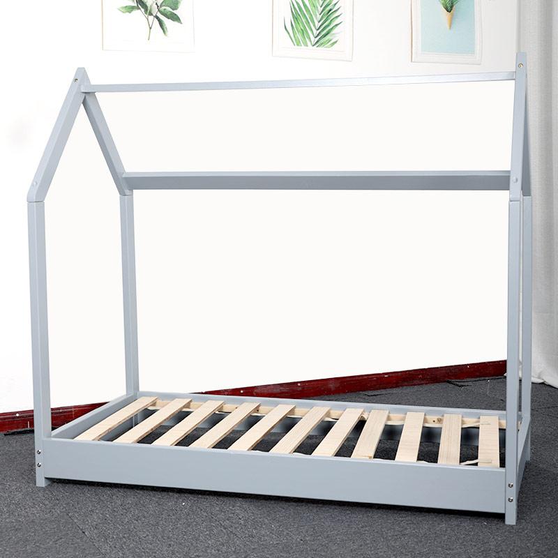 Solid Kids Wood House Bed Twin Bed with Roof