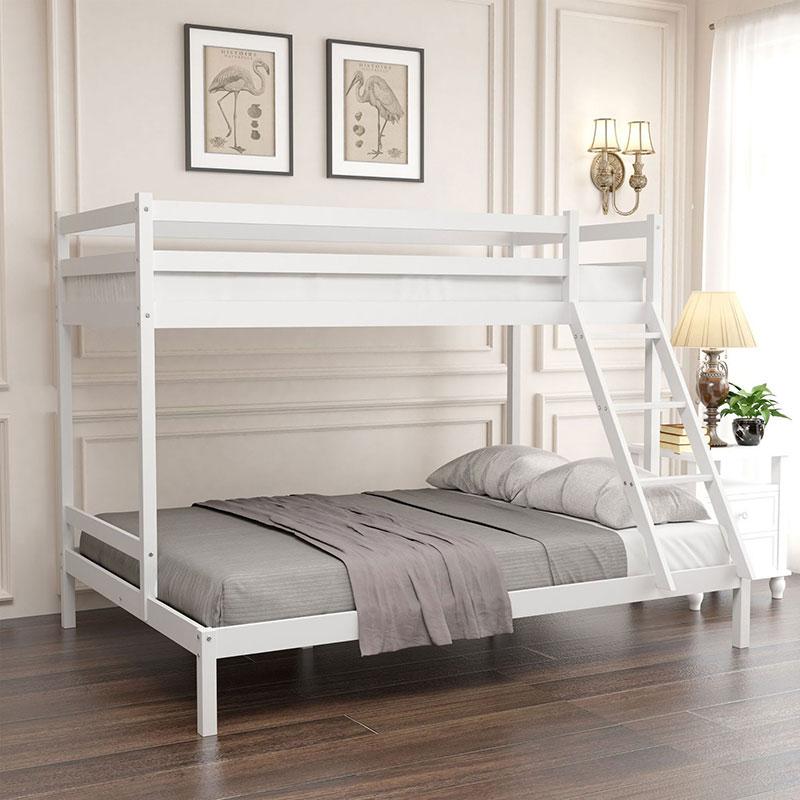 Kids Wood Bunk Bed with Ladder and Safety Rail