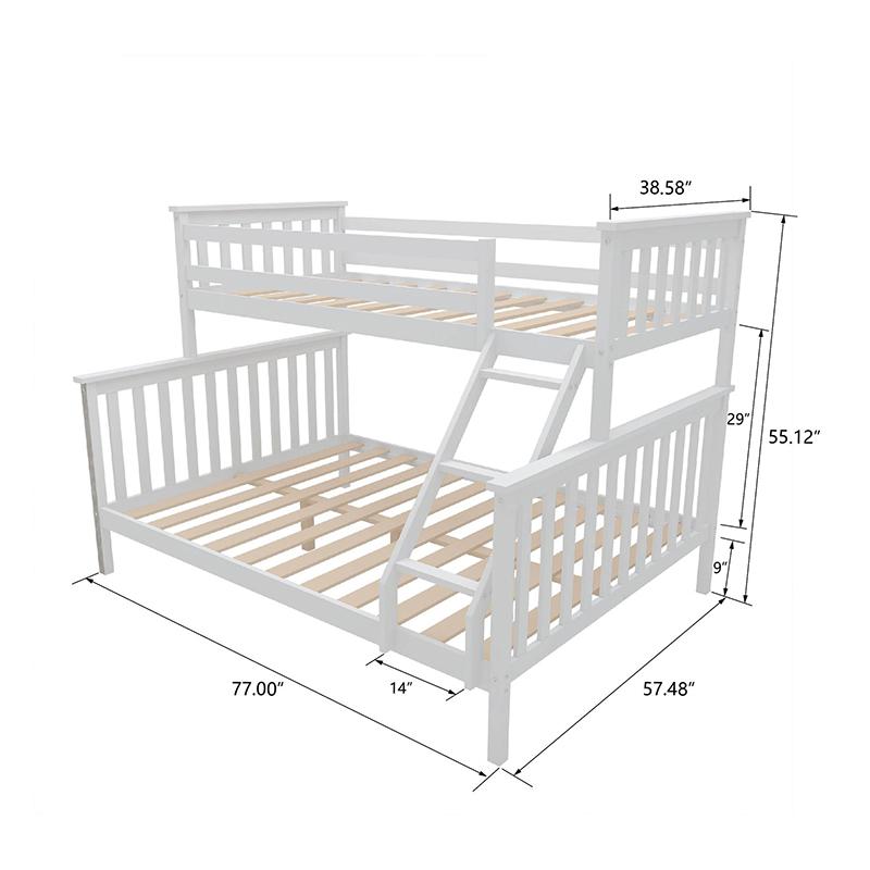 Eco-friendly Twin Over Full Bunk Bed with Safety Rail