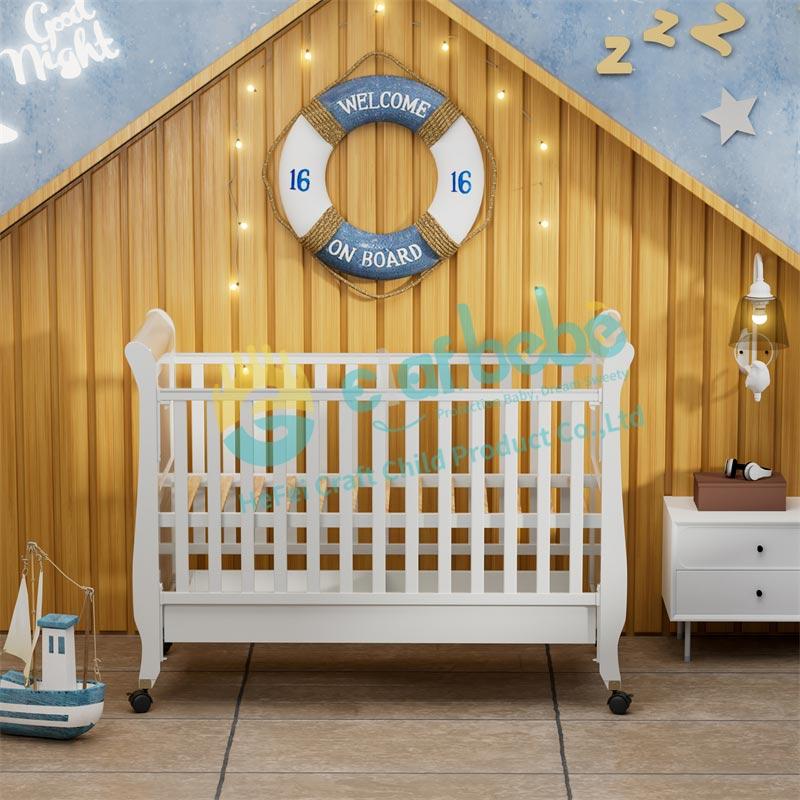 Adjustable White Wooden Crib with Storage-1