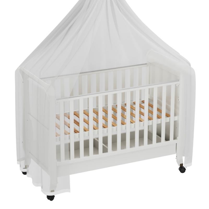 Adjustable White Wooden Crib with Storage-2