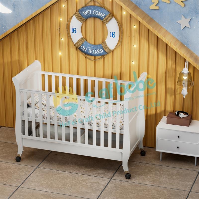 Adjustable White Wooden Crib with Storage-3