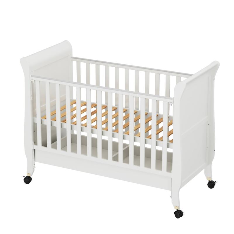 Adjustable White Wooden Crib with Storage-5