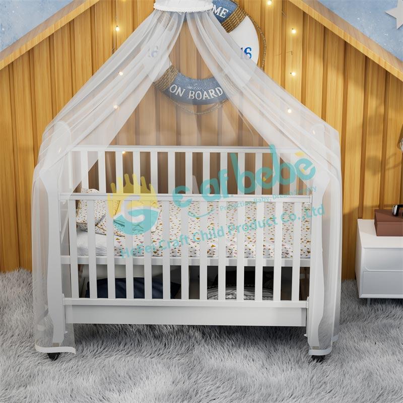 Adjustable White Wooden Crib with Storage-6