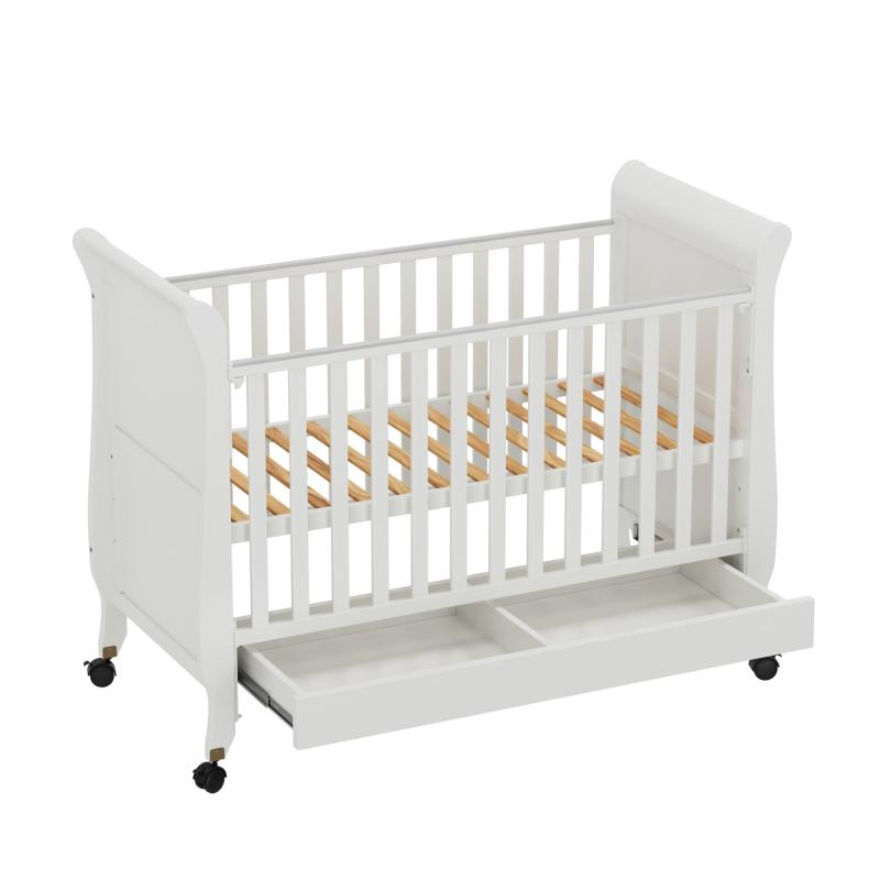 Adjustable White Wooden Crib with Storage-8
