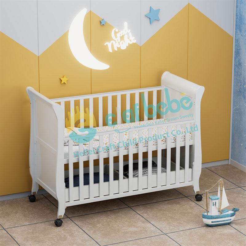 Adjustable White Wooden Crib with Storage-9