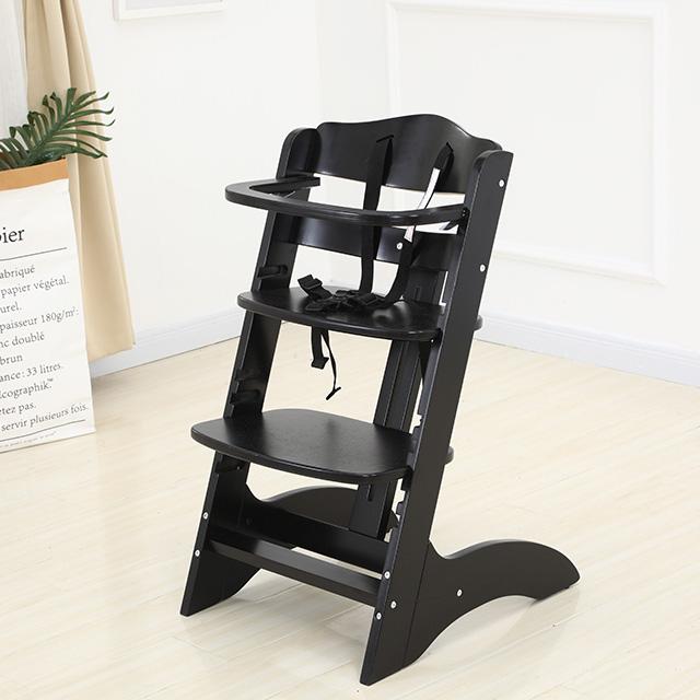 Black Adjustable Wooden Baby High Chair-02