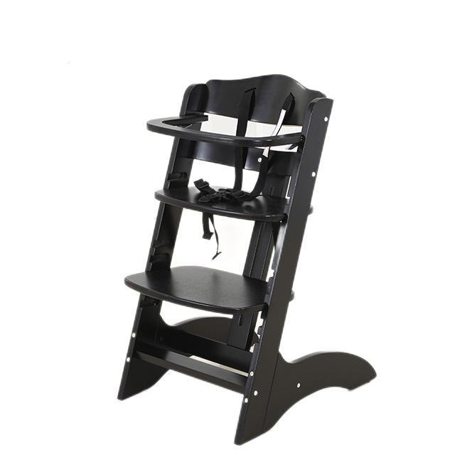 كرسي مرتفع للأطفال خشبي قابل للتعديل باللون الأسود-03