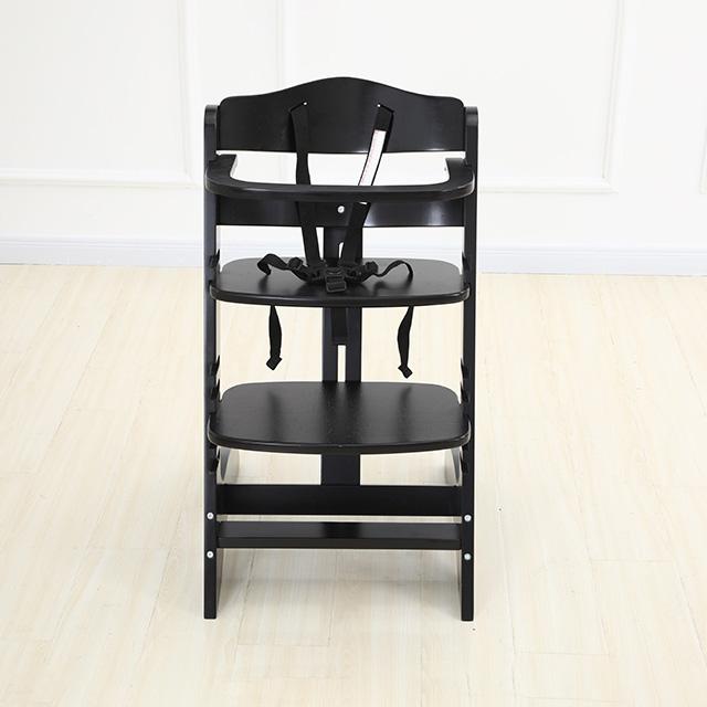 Black Adjustable Wooden Baby High Chair-04