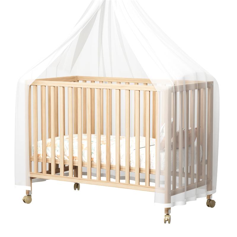 سرير أطفال خشبي كلاسيكي قابل للتحويل مع عجلات-3