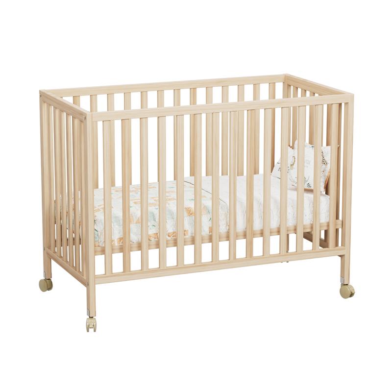 Classic Convertible Baby Wood Crib With Wheels-4