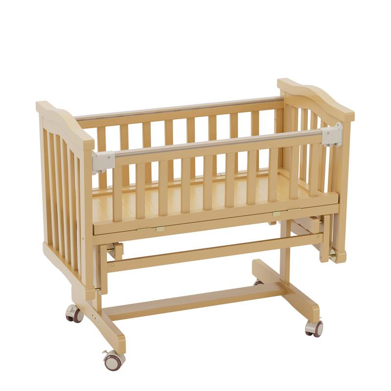 Cuna clásica de madera natural para bebé, columpio para bebé-1