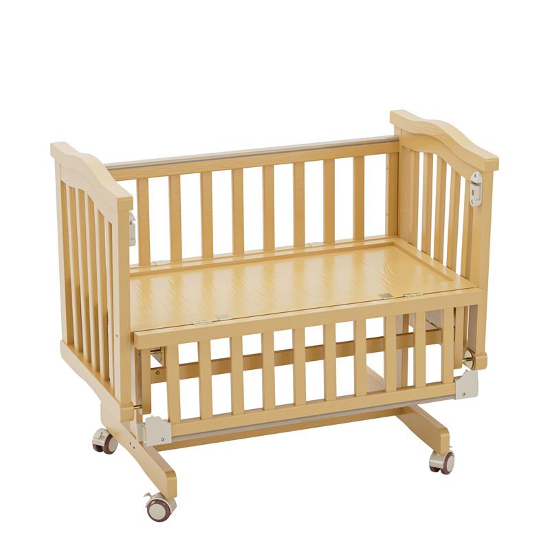 Cuna clásica de madera natural para bebé, columpio para bebé-2