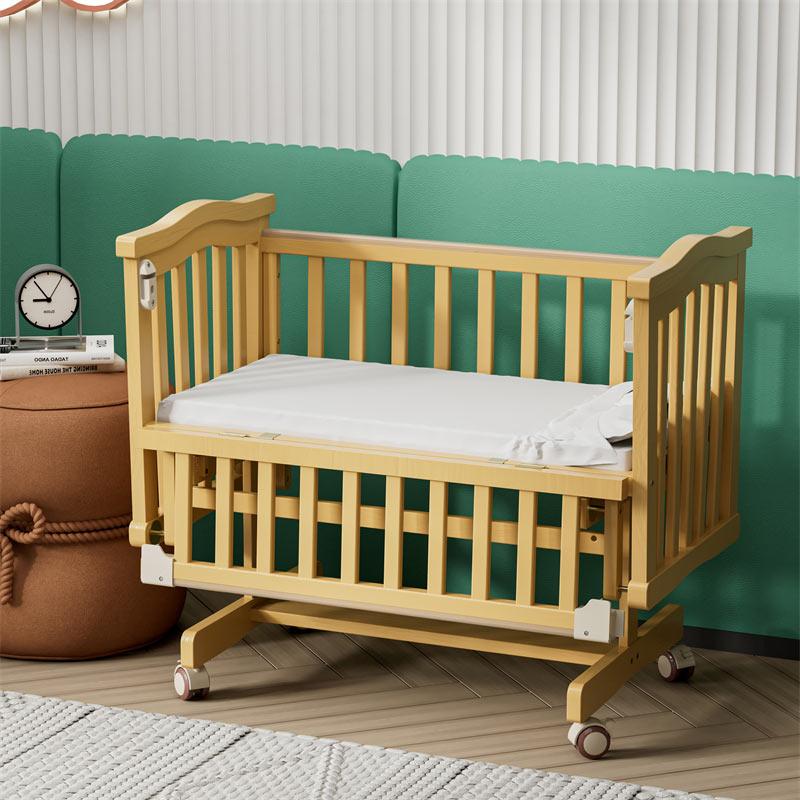 Classic Natural Wooden Baby Cradle Baby Swing-3