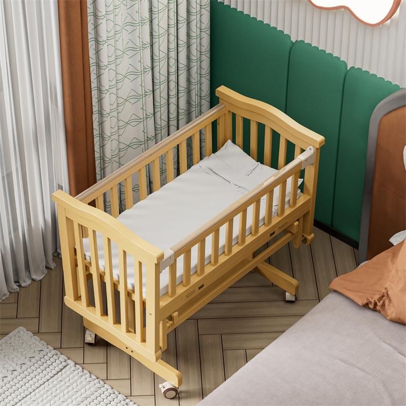 Classic Natural Wooden Baby Cradle Baby Swing-5