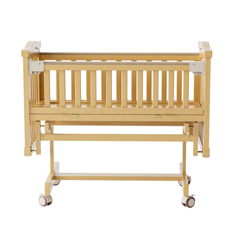 Cuna clásica de madera natural para bebé, columpio para bebé-6