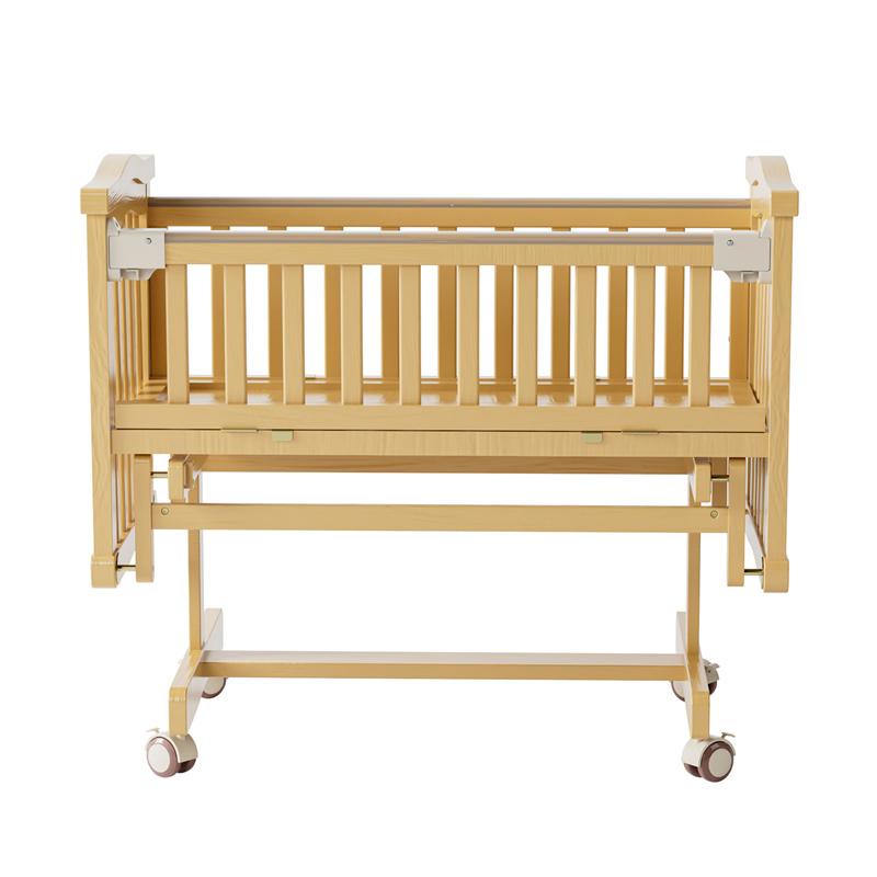 Berço de bebê clássico de madeira natural balanço para bebê-6