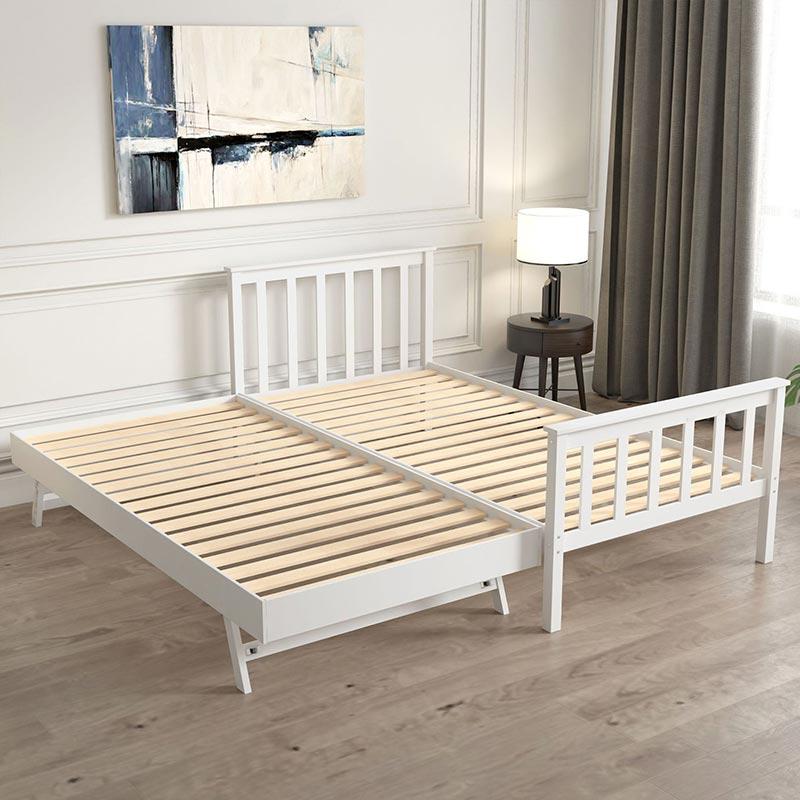 Cama doble de madera para niños pequeños con cama nido extraíble-1