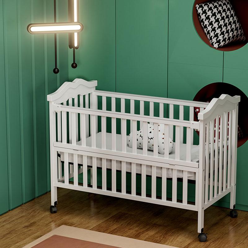 Eco-friendly Solid Wooden Baby Crib With Wheels-5