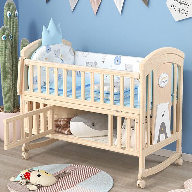 Eco-friendly Wooden Baby Crib With Storage-2