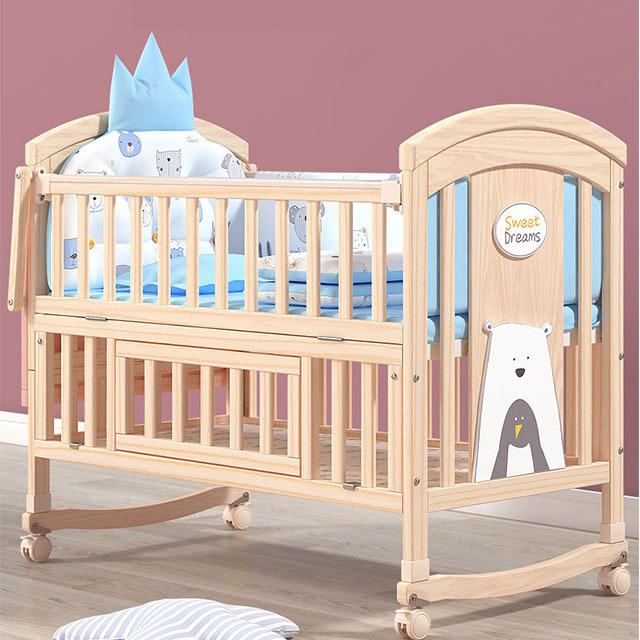 भंडारण के साथ पर्यावरण-अनुकूल लकड़ी का बेबी पालना-9