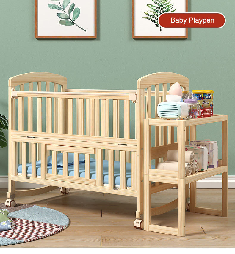 Flexible wooden cosleeping baby bed infant crib-04