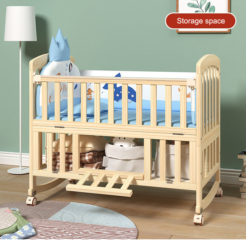 Flexible wooden cosleeping baby bed infant crib-05