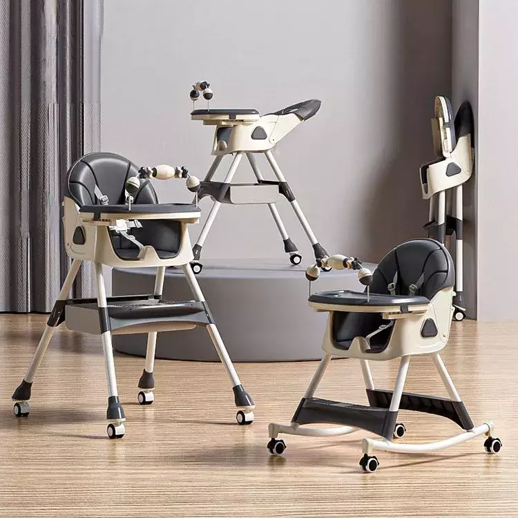 Chaise d'alimentation pliable pour bébé avec panier de rangement (1)