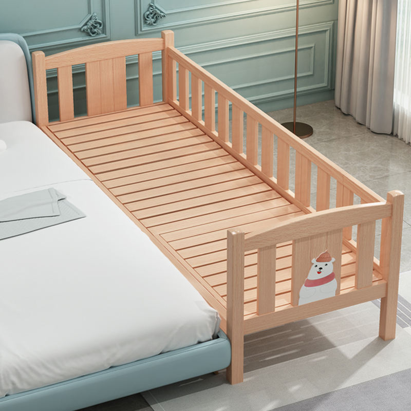 Wood Toddler Bed Can Be Merged with Adult Bed