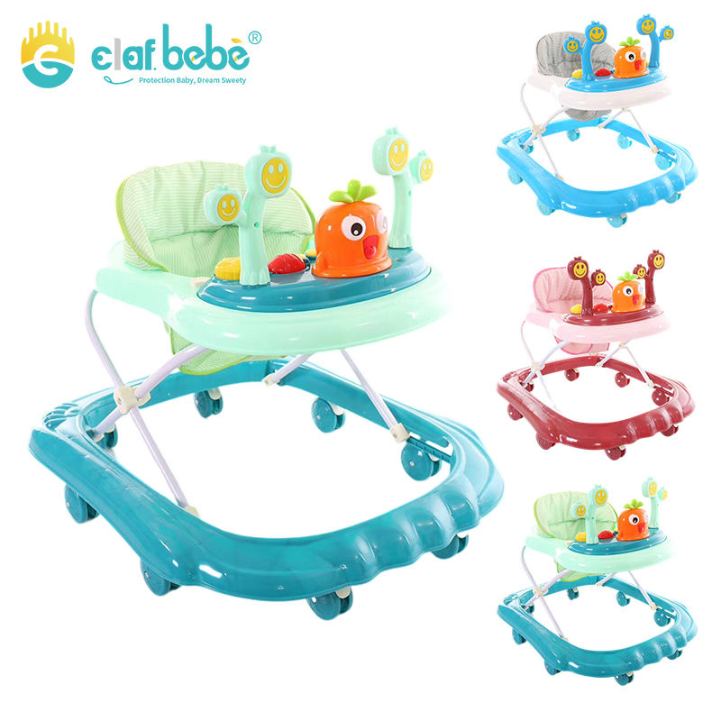 Seat Height Adjustable Baby Walker with Cute Toys