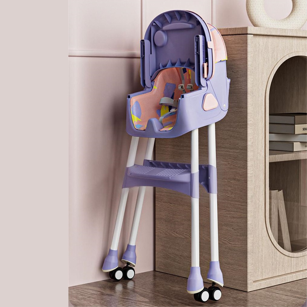 كرسي تغذية الطفل قابل للطي مع سلة تخزين