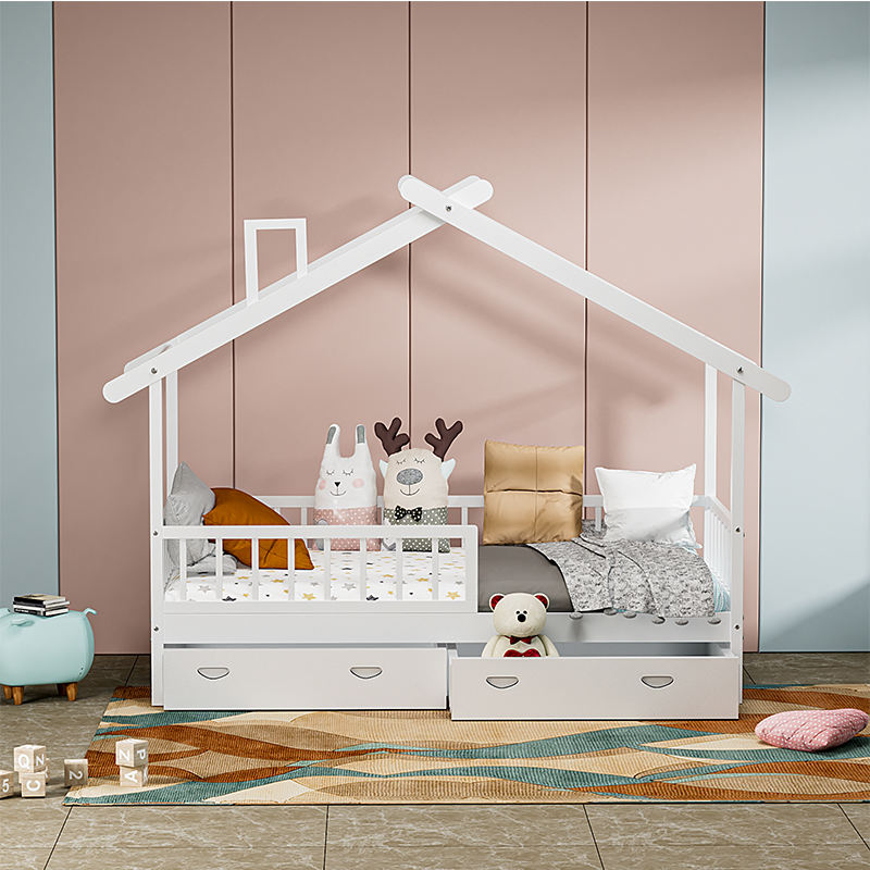 Wholesale White Color Kids Bed with Drawer