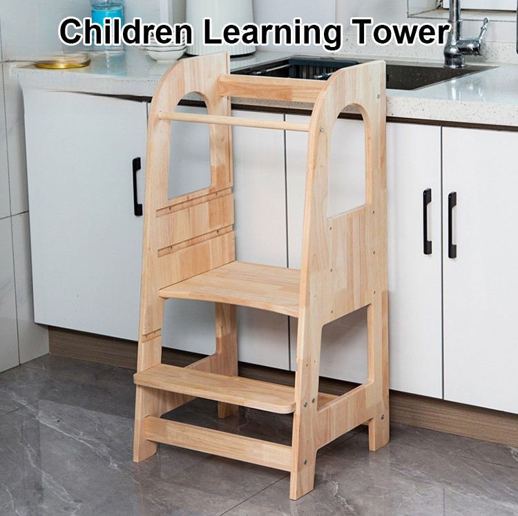 बच्चों के अनुकूल लकड़ी का लर्निंग टॉवर