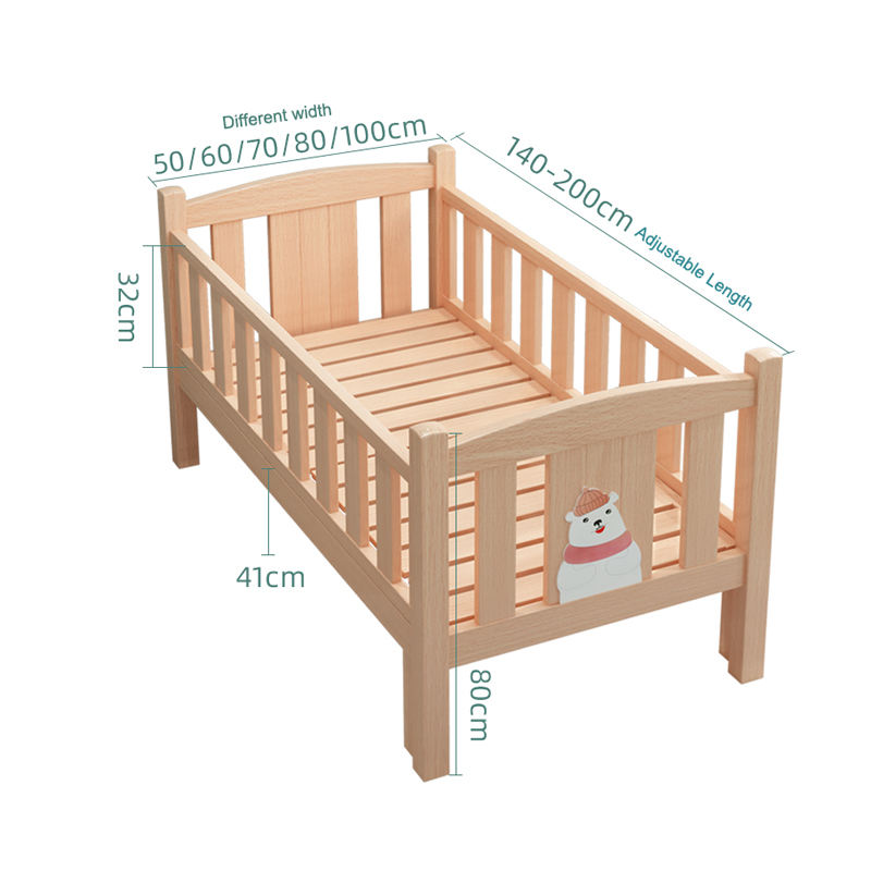 يمكن دمج سرير الأطفال الخشبي مع سرير البالغين