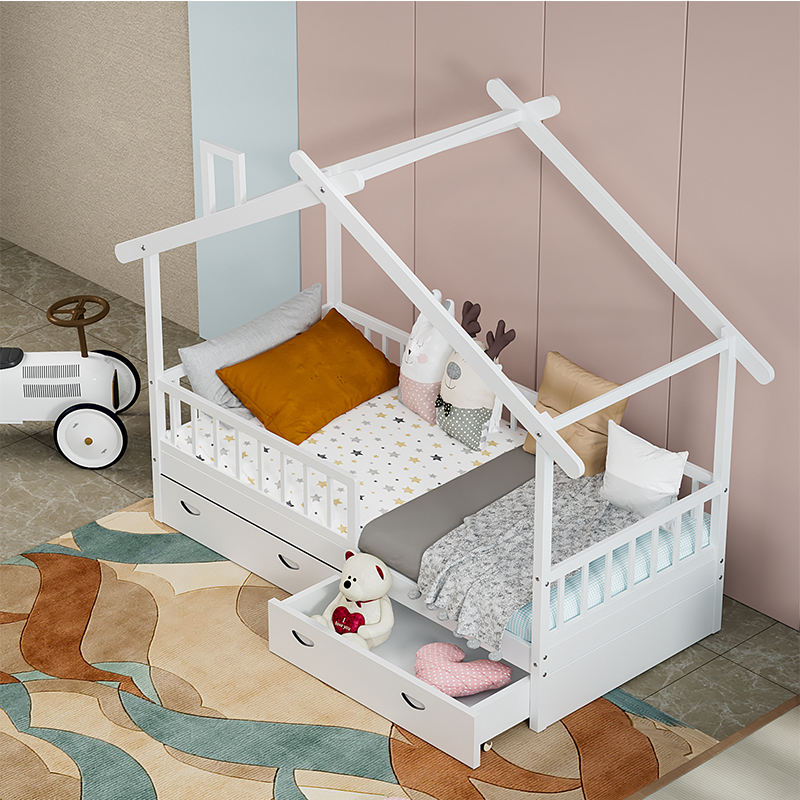 Wholesale White Color Kids Bed with Drawer