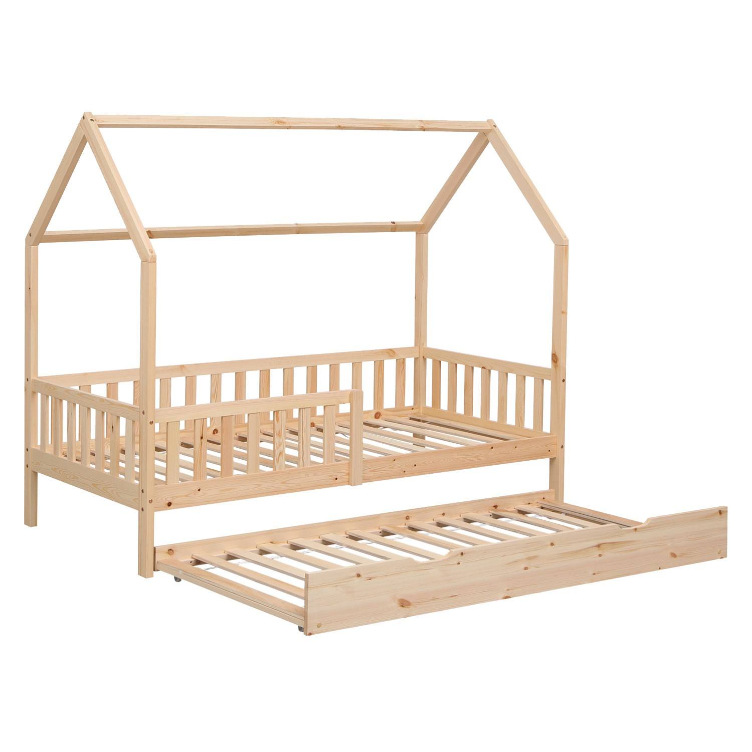 Cama de chão moderna Montessori branca com gaveta grande