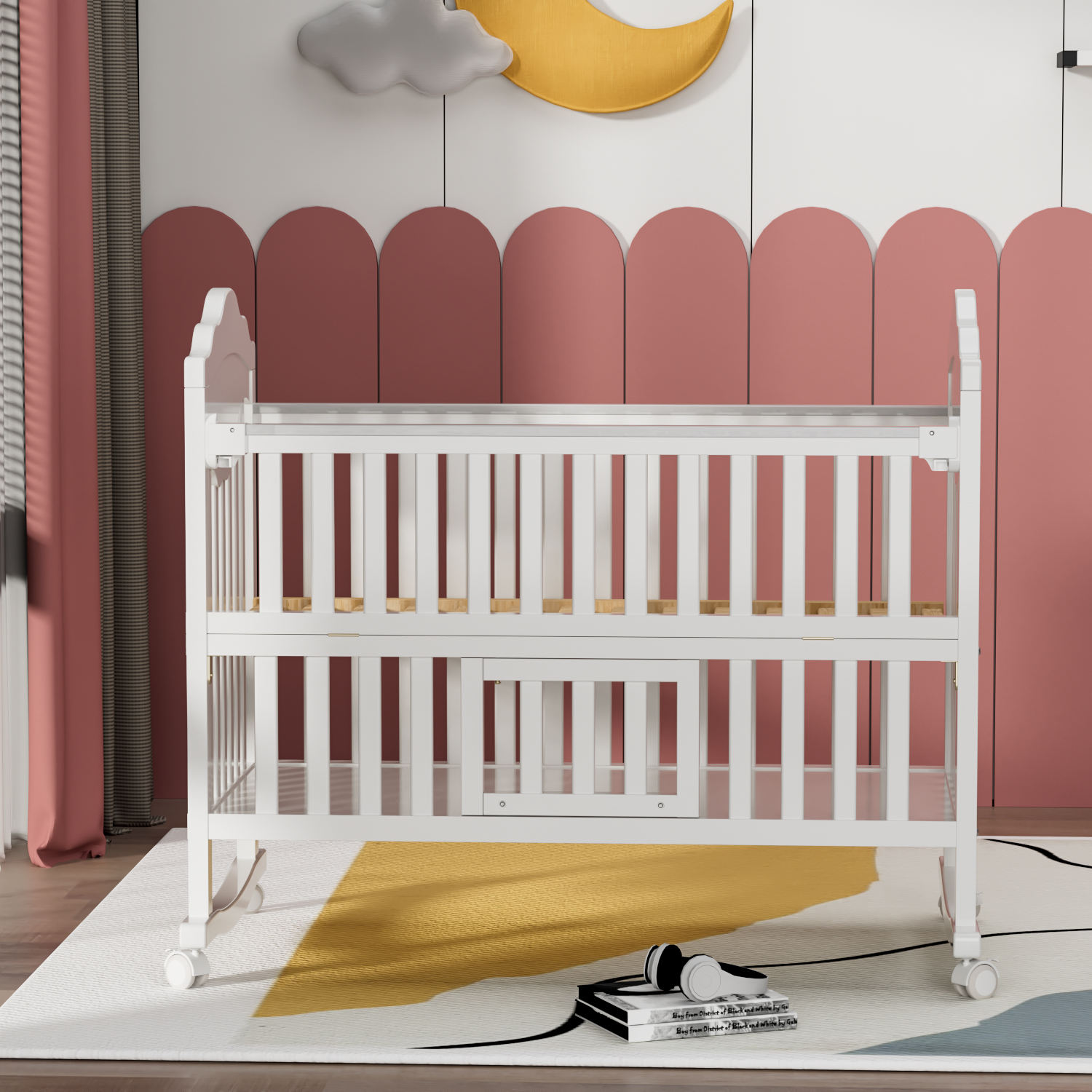 New High Quality Safe Wooden Baby Crib-03