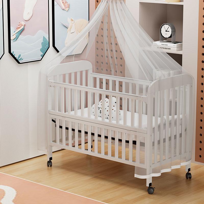 White Portable Baby Wooden Crib for Newborn-4