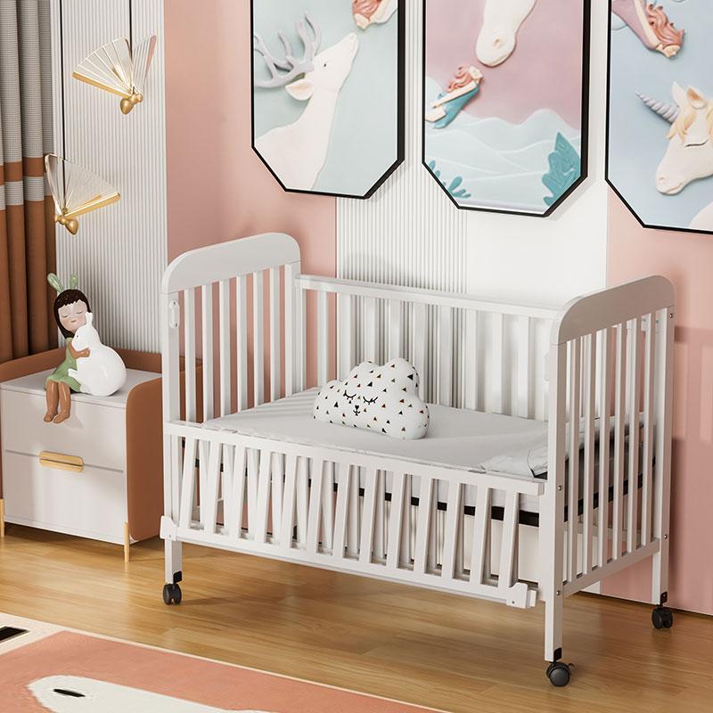 Tempat Tidur Bayi Kayu Portabel Putih untuk Bayi Baru Lahir-6