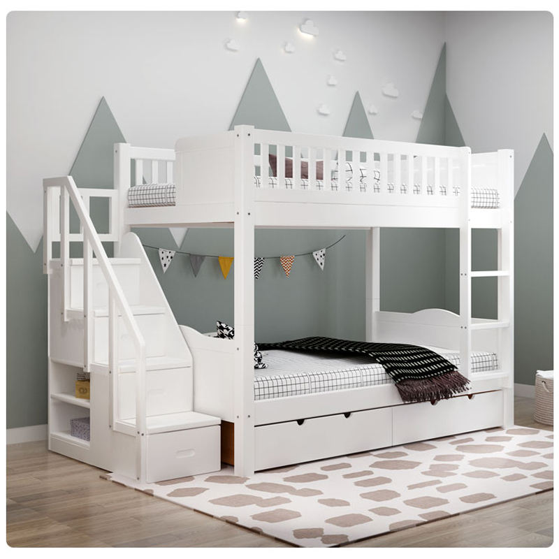 Wholesale Wooden Children's Bunk Bed with Drawers-01